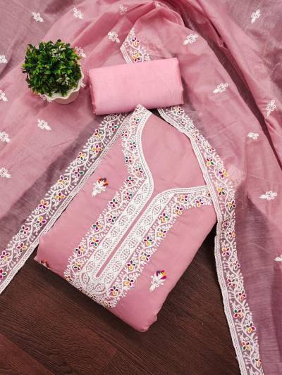 RN VOL 7 BY RN DESIGNER CHANDERI NECK EMBROIDERY SALWAR SUIT WHOLESALER IN INDIA